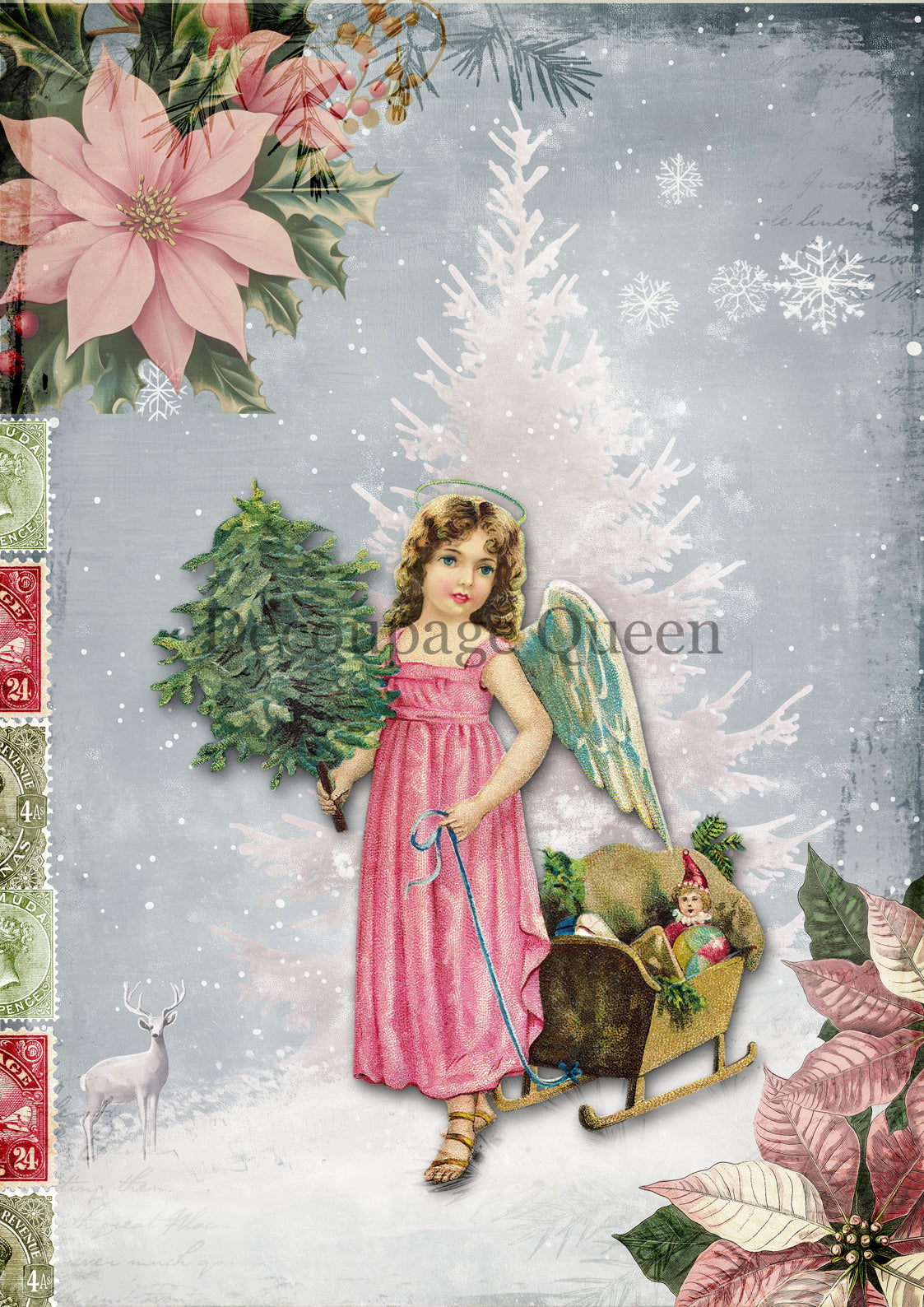 Decoupage Queen Summer 2025 Pink Christmas in July A3 Complete Pack (w/ Bonus Paper)