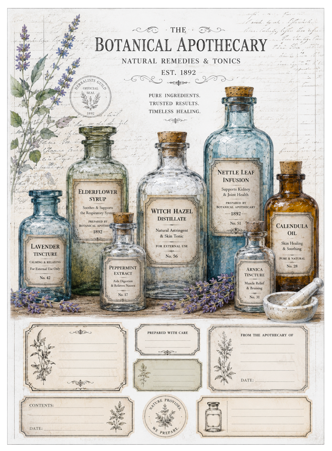 Apothecary & Botanical Rice Paper Decoupage Printables