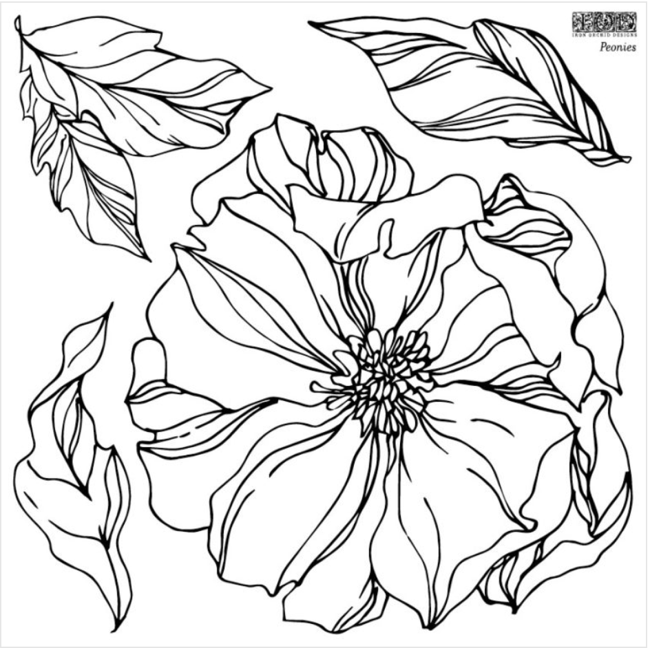 Peonies Stamp IOD Pickin' Boots Vintage