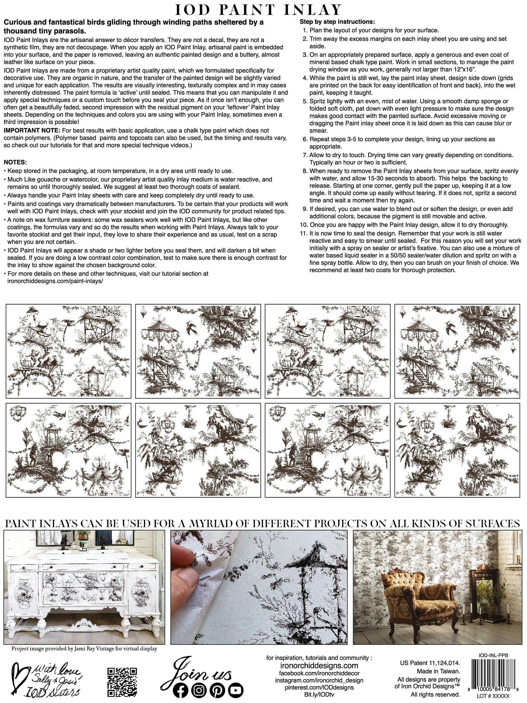 Petits Parasols Black Paint Inlay by IOD Pickin' Boots Vintage