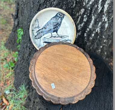 Wood Cake Stand Makeover To Match HomeGoods Bowl Using Pentart Products