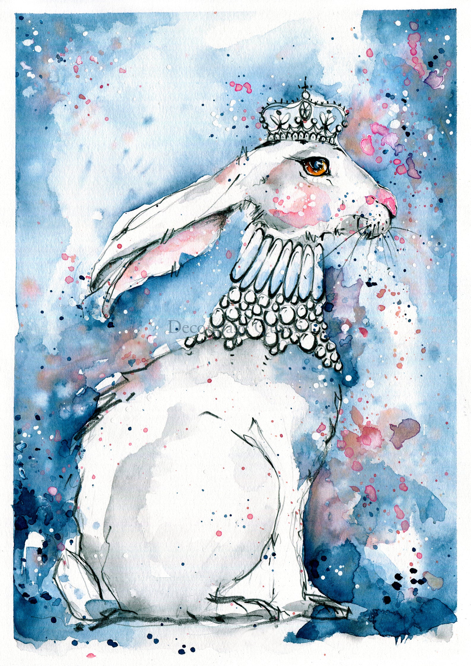 Decoupage Queen  by Toni Burt Augustus Blue Rice Paper Bunny Rabbit