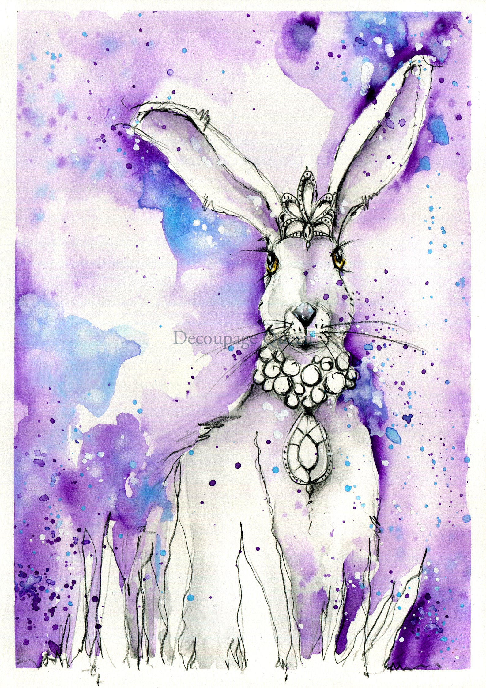bunny purple decoupage paper