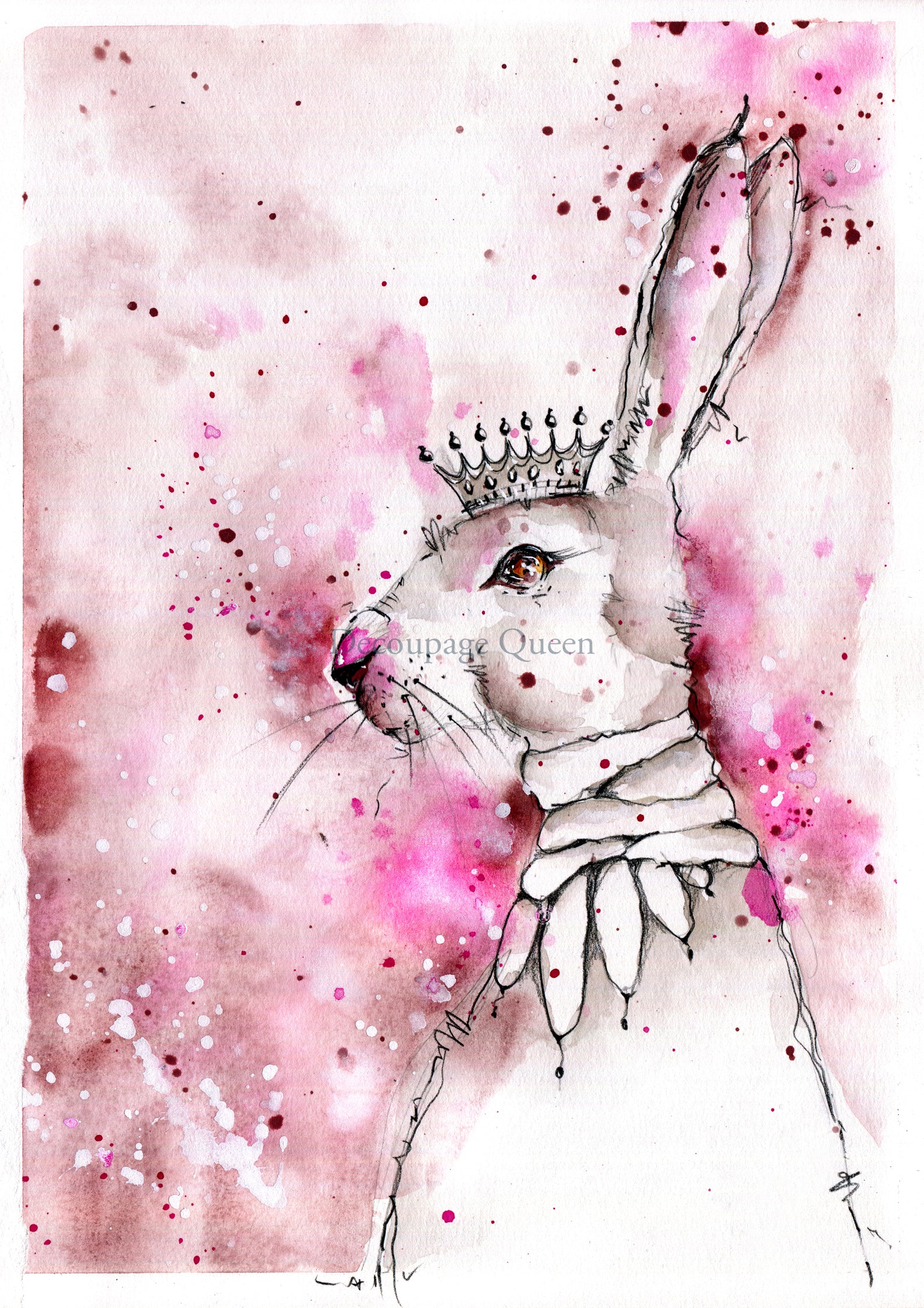 queen bunny decoupage paper