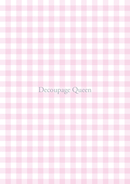 pink gingham decoupage rice paper