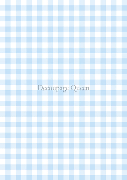blue gingham decoupage rice paper