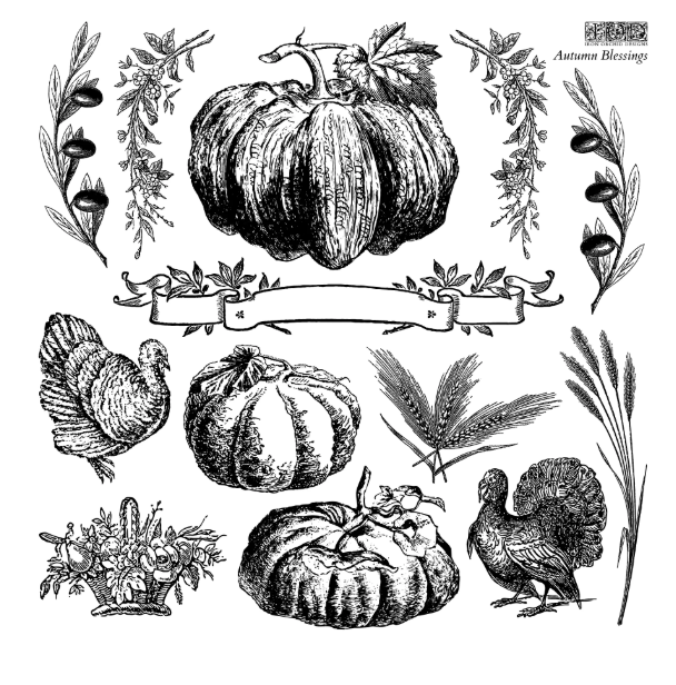 pumpkins, turkeys, and other fall elements stamps
