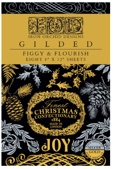 IOD Figgy and Flourish Christmas Gold and Silver Transfer