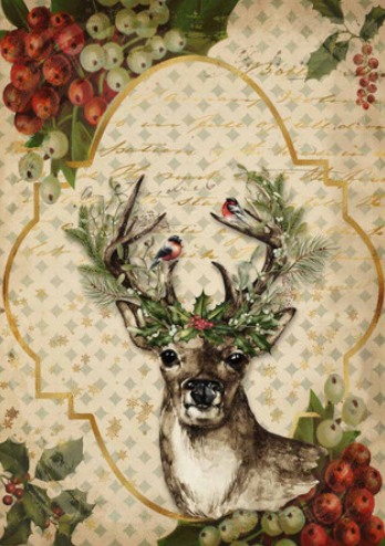 Christmas Reindeer Rice Paper by Decoupage Queen