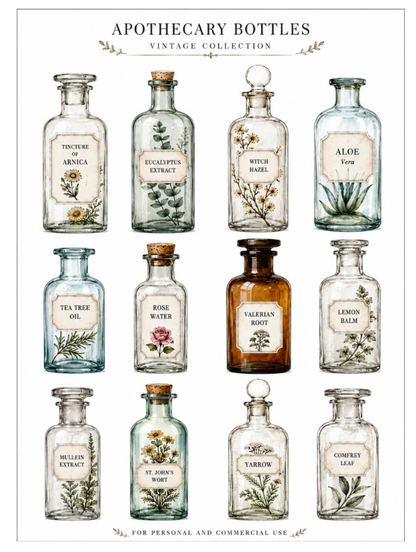 Apothecary & Botanical Rice Paper Decoupage  Printables
