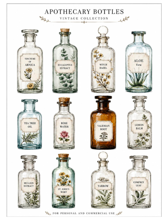 Apothecary & Botanical Rice Paper Decoupage  Printables