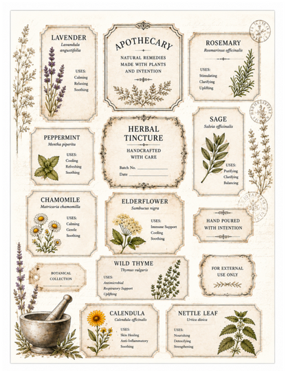 Apothecary & Botanical Rice Paper Decoupage  Printables