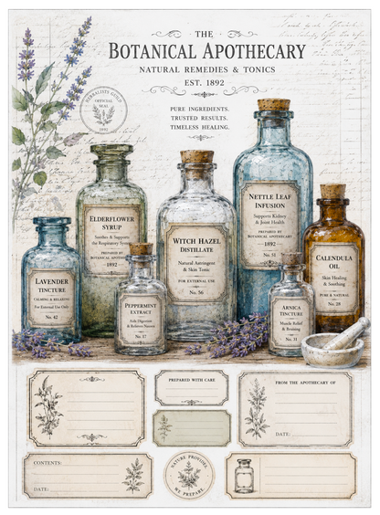 Apothecary & Botanical Rice Paper Decoupage  Printables