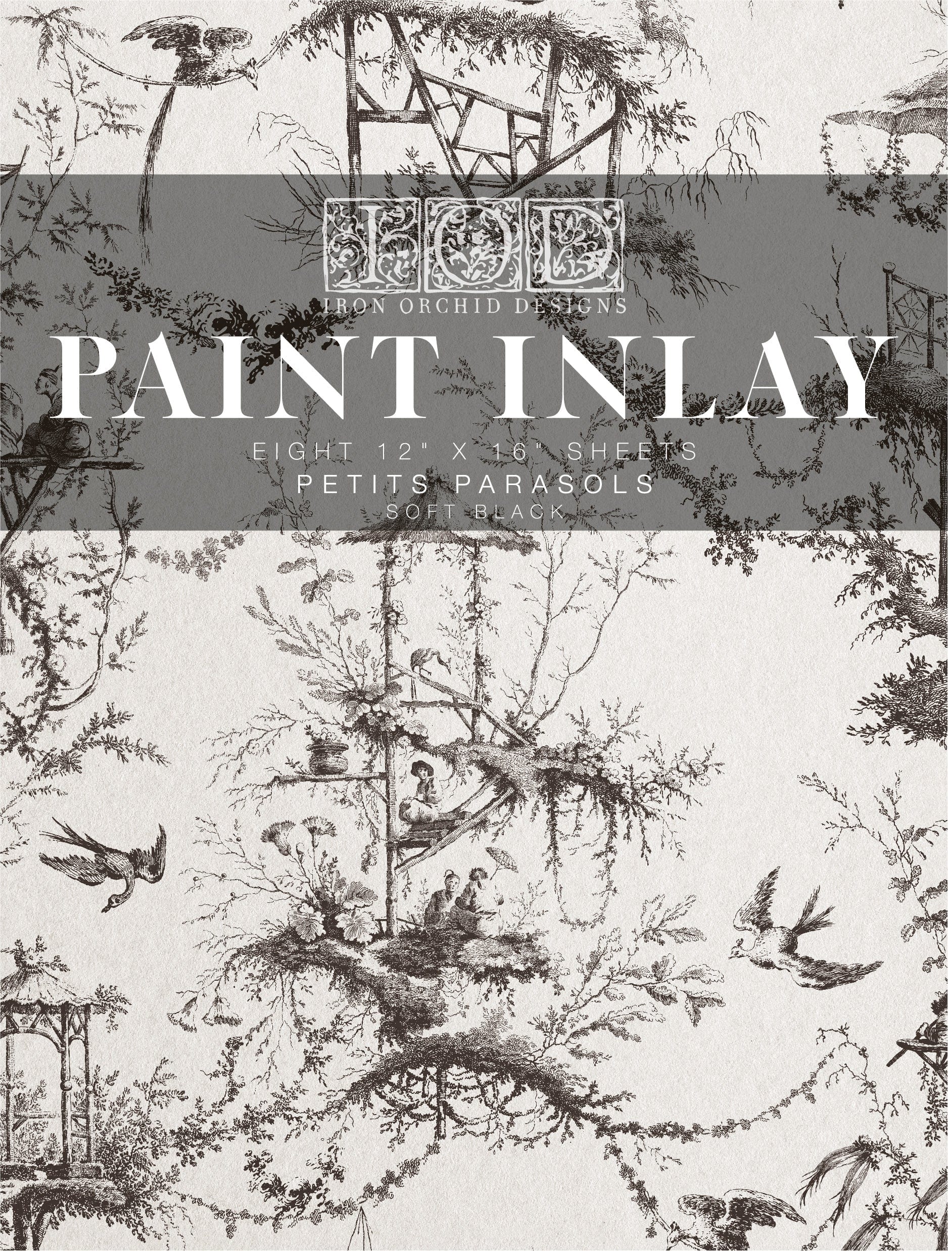 Petits Parasols Black Paint Inlay by IOD Pickin' Boots Vintage